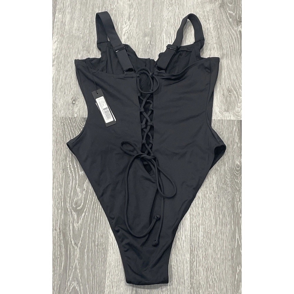 NWT TA3 Hi Cut Lifty Black Corset Contour Swimsuit Women's XL Reg/Long BC Cup - Picture 7 of 9